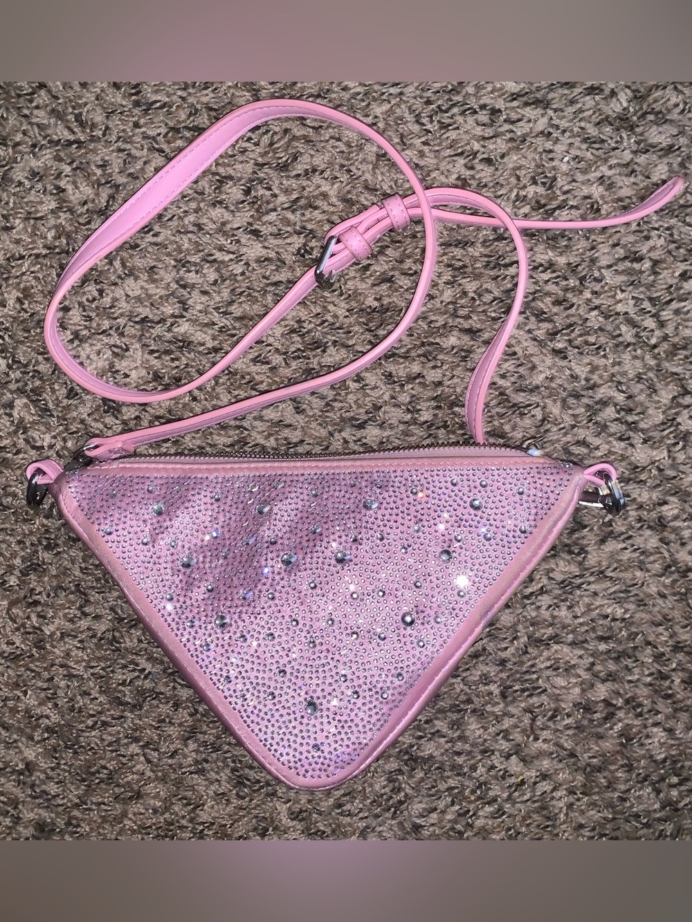 Forever 21 Pink Triangle Crossbody Bag with Rhinestones
